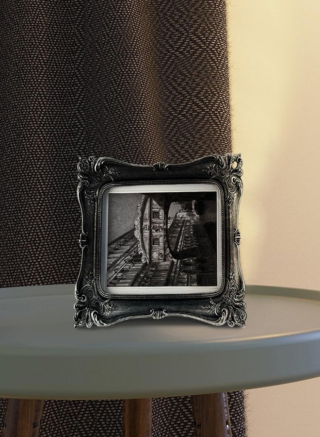 CISOO Vintage 5x7 Picture Frame, Display Pictures 4x6 with Mat or 5x7 without Mat, Antique Photo Frame, for Tabletop and Wall Display, Retro Photo Gallery Art Decor (Black with Silver) - Image 3