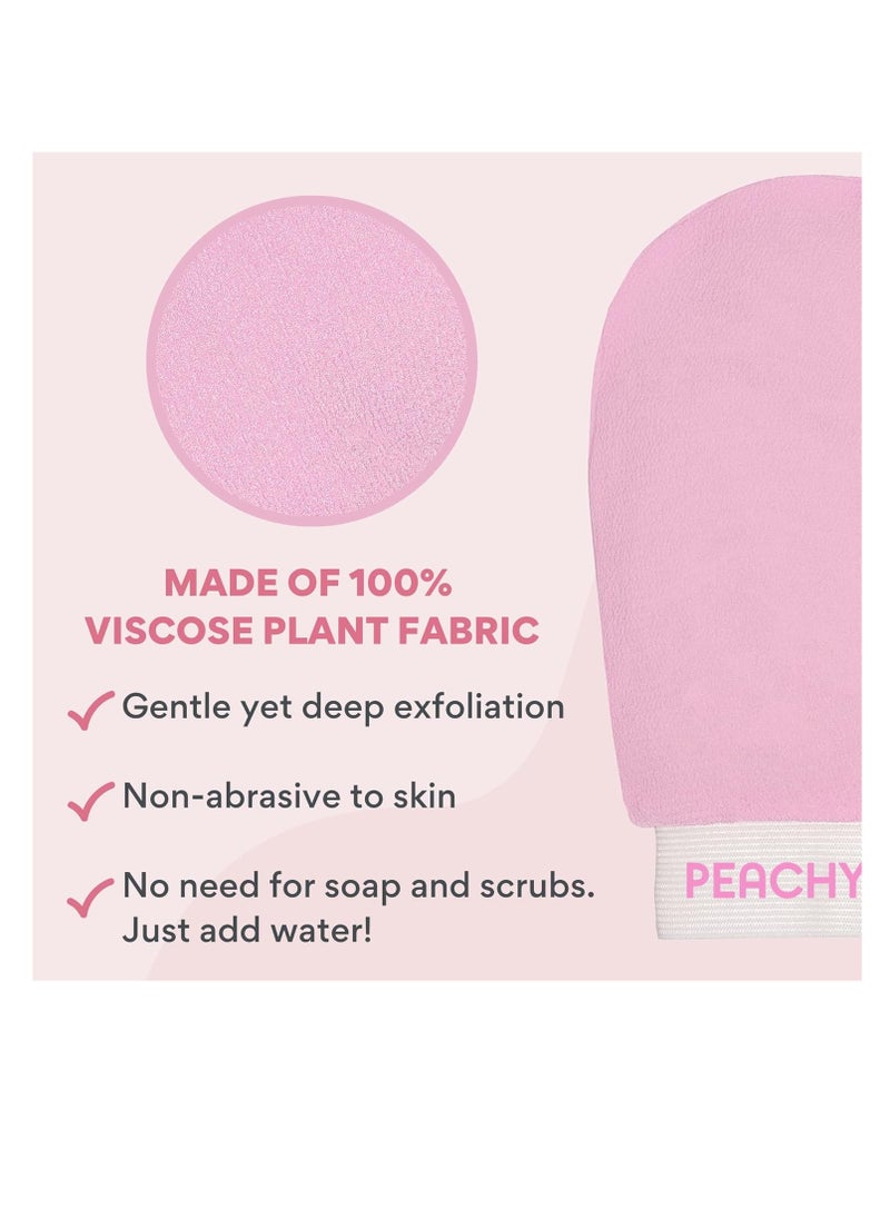 COOLBABY Deep Exfoliating Glove for Body - Shower Scrubbing Mitt for Softer Illuminate Skin, Dead Skin Remover for Women, Silky Smooth Skin(Pink）