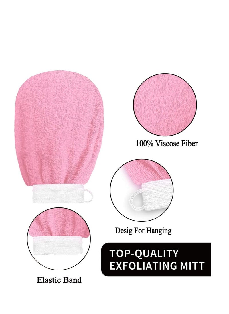 COOLBABY Deep Exfoliating Glove for Body - Shower Scrubbing Mitt for Softer Illuminate Skin, Dead Skin Remover for Women, Silky Smooth Skin(Pink）