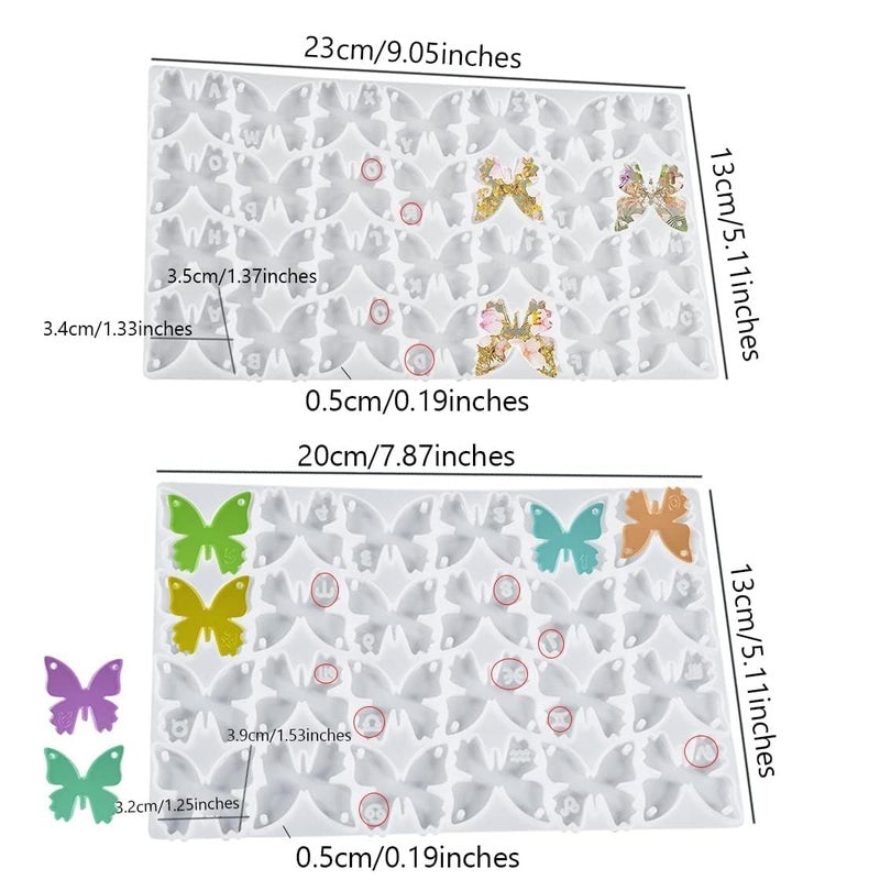 SNOOGG Resin Butterfly Jewellery epoxy Resin Casting Moulds 24 Cavity Imported for Earring with Letter Zodiac Sign Key Chain etc - Image 2