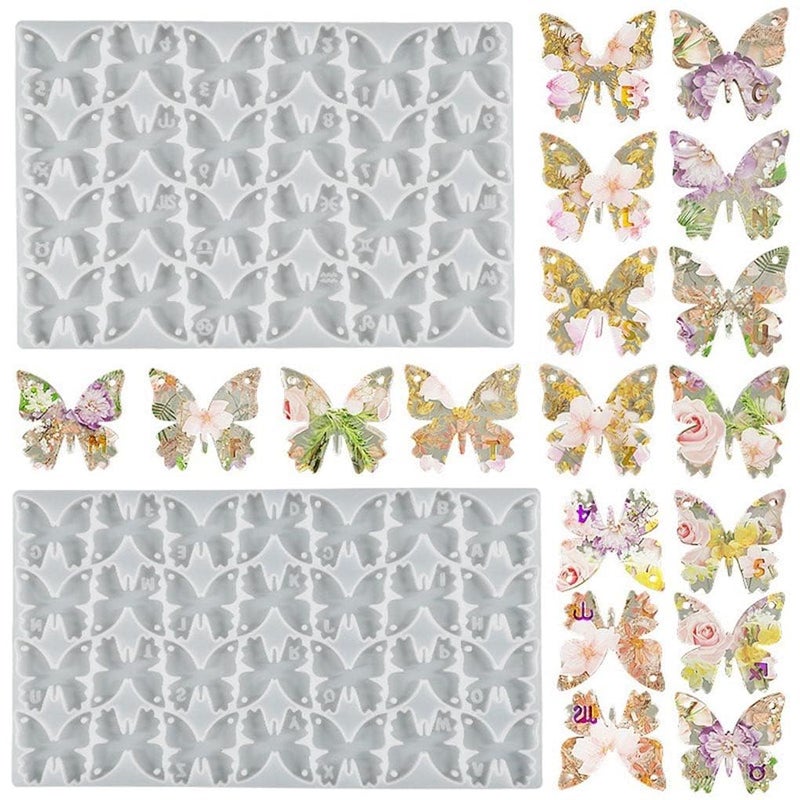 SNOOGG Resin Butterfly Jewellery epoxy Resin Casting Moulds 24 Cavity Imported for Earring with Letter Zodiac Sign Key Chain etc - Image 1