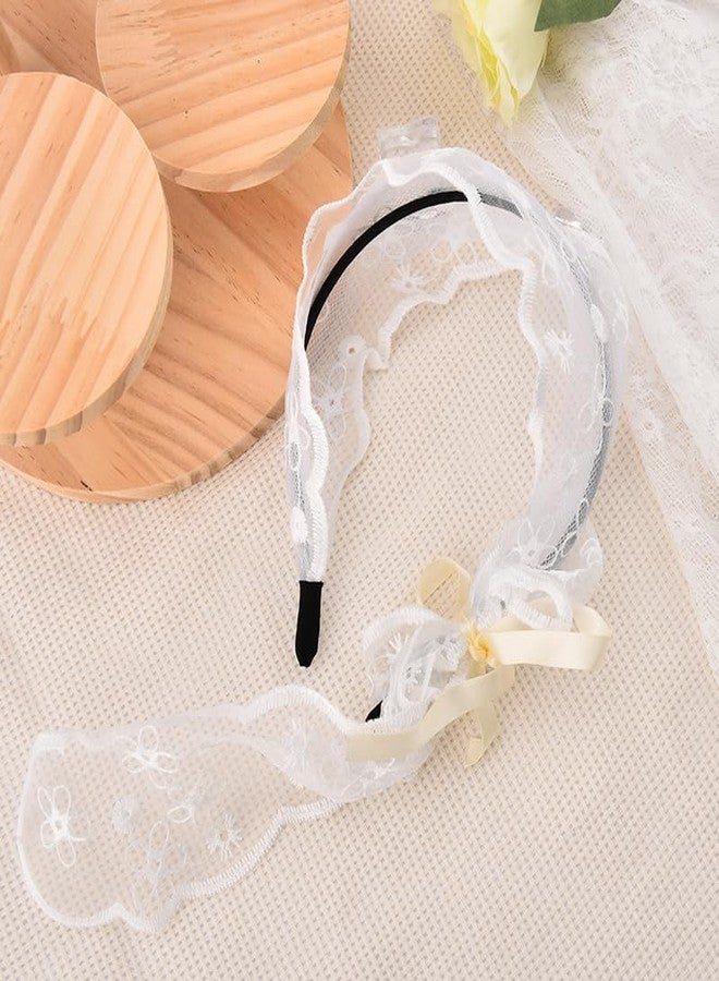 طوق شعر أبيض من الدانتيل مزين بفيونكة زهرية للنساء، مناسب لحفلات الزفاف، وحفلات وصيفات العروس، وحفلات الزفاف، وحفلات الكريسماس، وأعياد الميلاد، وهدايا للصديقات، وإكسسوارات شعر على شكل فيونكة مزينة بالزهور. - Image 2