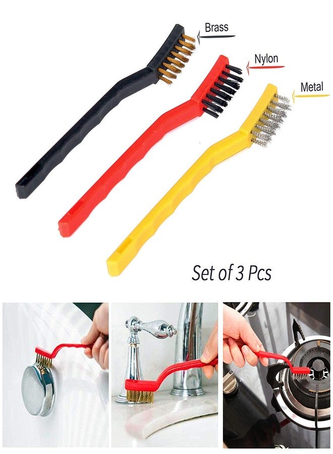 Dejim Mini Wire Brush Cleaning Tool Kit Brass, Nylon, Stainless Steel Bristles (Set of 3 Pieces) - Image 3