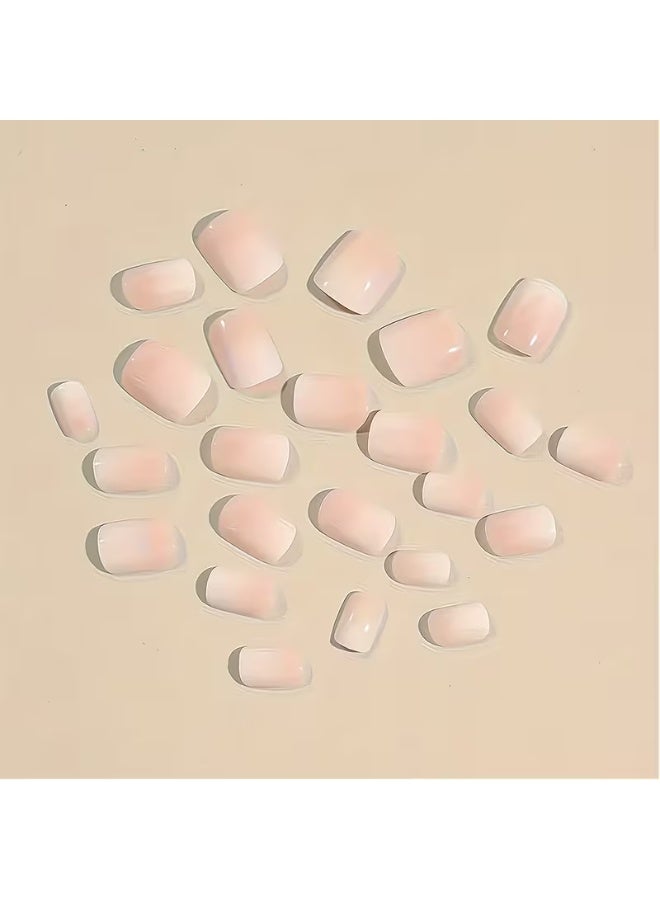 LANGMANNI 24pcs of Nude Gradient Press-on Nails, Mixed Colors, Oval Shape, Short Length, Glossy Finish, Simple Style False Nails for Women and, Suitable for Daily Wear and Special Occasions - Image 2