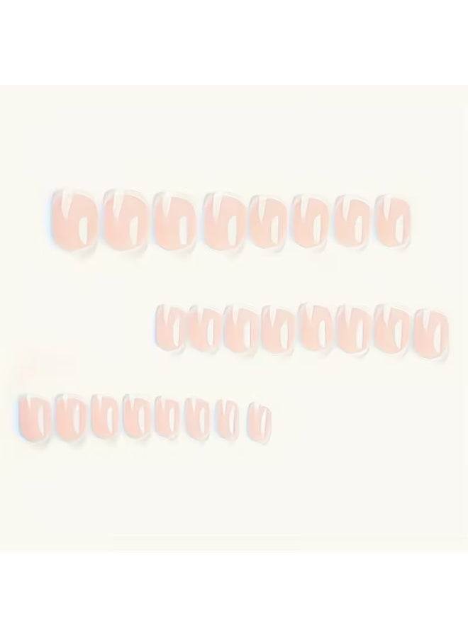 LANGMANNI 24pcs of Nude Gradient Press-on Nails, Mixed Colors, Oval Shape, Short Length, Glossy Finish, Simple Style False Nails for Women and, Suitable for Daily Wear and Special Occasions - Image 5