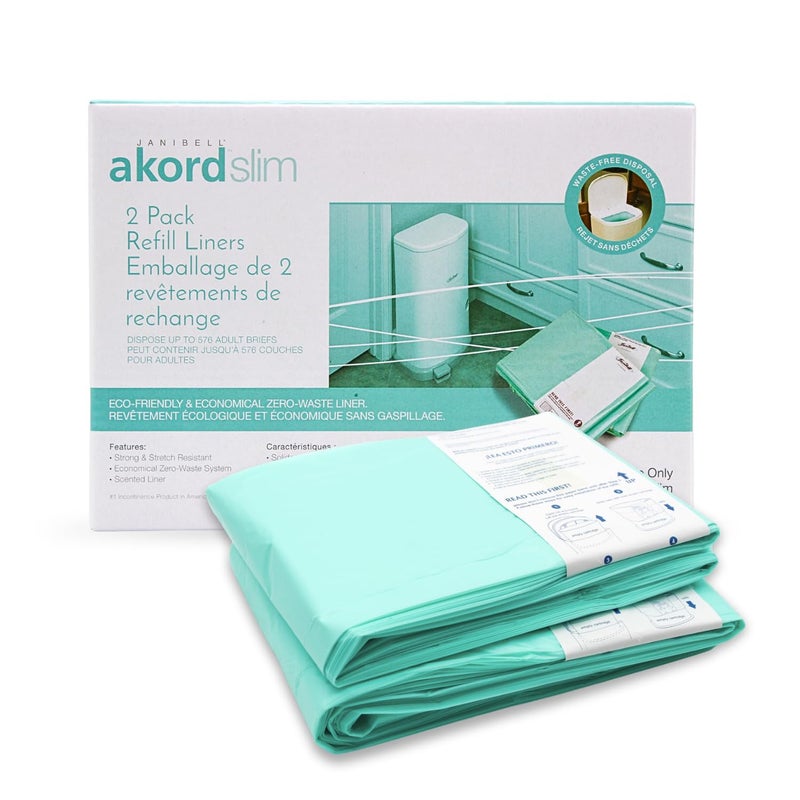 AKORD Janibell Akord Slim Adult Diaper Pail Refill Liners, 2 Count â€“ Fits Akord 280 Slim, Odor Locking, Easy Cut & Tie, Hands-Free, Continuous Liner System â€“ Each 2-Pack Holds Up to 576 Adult Diapers - Image 4