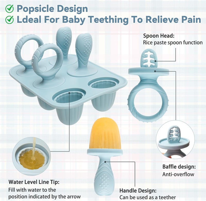 mislili Silicone Baby Popsicle Molds with Sticks, Mini Popsicles Molds for Babies Breastmilk Popsicle Molds for Teething Relief, Frozen Treats Maker Popsicle Maker Ice Pop Mold for Toddlers Kids - Image 4