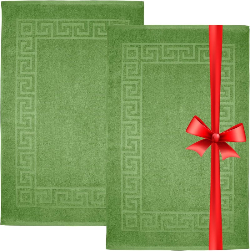 DAN RIVER Greek Cotton Bath Mats Set of 2 – Not a Bathroom Rug, Ultra Soft, Highly Absorbent & Machine Washable Bath Mat Towel for Bathroom Floor Mat – Durable, Quick-Dry, 21x34 Inches, Sage Green - Image 1