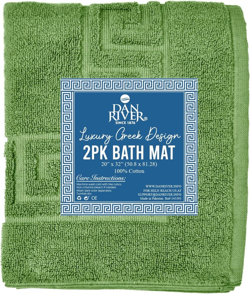 DAN RIVER Greek Cotton Bath Mats Set of 2 – Not a Bathroom Rug, Ultra Soft, Highly Absorbent & Machine Washable Bath Mat Towel for Bathroom Floor Mat – Durable, Quick-Dry, 21x34 Inches, Sage Green - Image 4