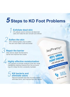 JoyPretty 42% Urea Foot Cream + 2% Salicylic Acid, Intensive Moisturizing & Rejuvenating Treatment Foot Cream for Rough, Thick, Dry & Cracked Skin 50g  - Image 2