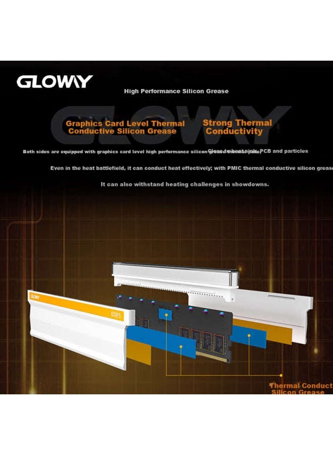 Gloway 32gb Ddr5 7200 Desktop Memory Module, Shencai Rgb Light Bar, Hynix A-die Cl34, Bright Moon White - Image 4
