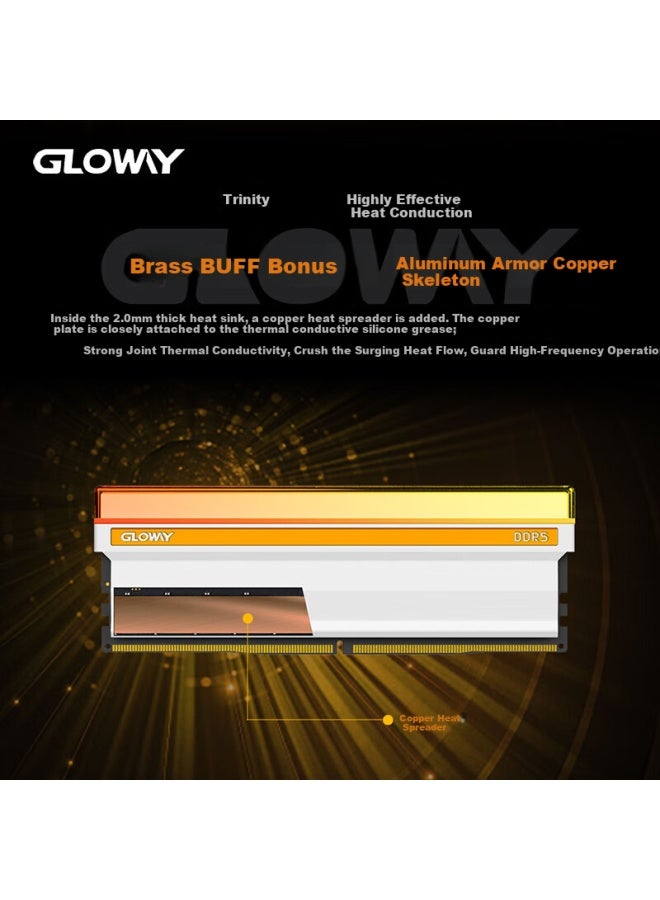 Gloway 32gb Ddr5 7200 Desktop Memory Module, Shencai Rgb Light Bar, Hynix A-die Cl34, Bright Moon White - Image 5