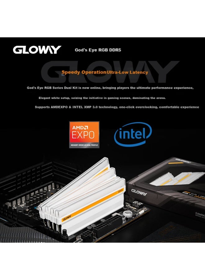 Gloway 32gb Ddr5 7200 Desktop Memory Module, Shencai Rgb Light Bar, Hynix A-die Cl34, Bright Moon White - Image 3