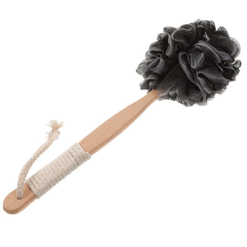 Wooden Handle Charcoal Bath Brush Exfoliating Body Scrubber Removes Dead Skin Cells - Image 2