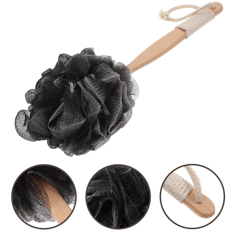 Wooden Handle Charcoal Bath Brush Exfoliating Body Scrubber Removes Dead Skin Cells - Image 4
