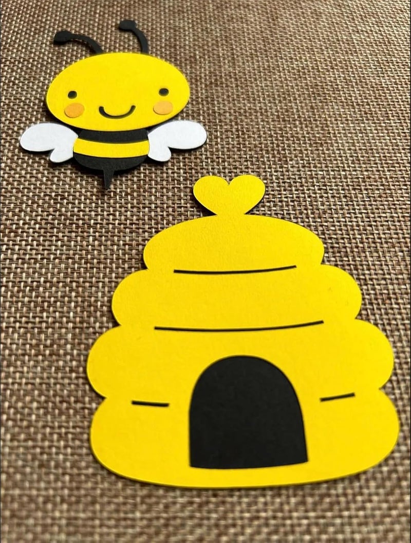 Haoser Pack of 12 Bee and Beehive Paper Cutouts for Kids Crafts – 4 Inch – Cute Yellow Bee Theme Decorations, Scrapbooking, DIY Projects, Classroom Art, Wall Decor - Image 2