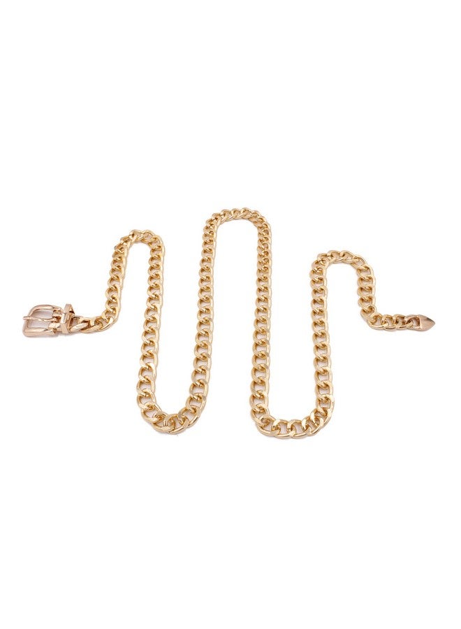 VRITRAZ Women and Girl Fashion Metal Buckel Gold Plated Belly Chain Waist Belt Jewellery kamarband Waistband (Color-Golden) - Image 4