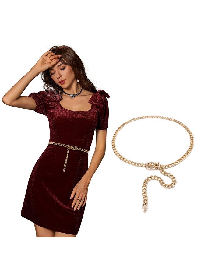 VRITRAZ Women and Girl Fashion Metal Buckel Gold Plated Belly Chain Waist Belt Jewellery kamarband Waistband (Color-Golden) - Image 2