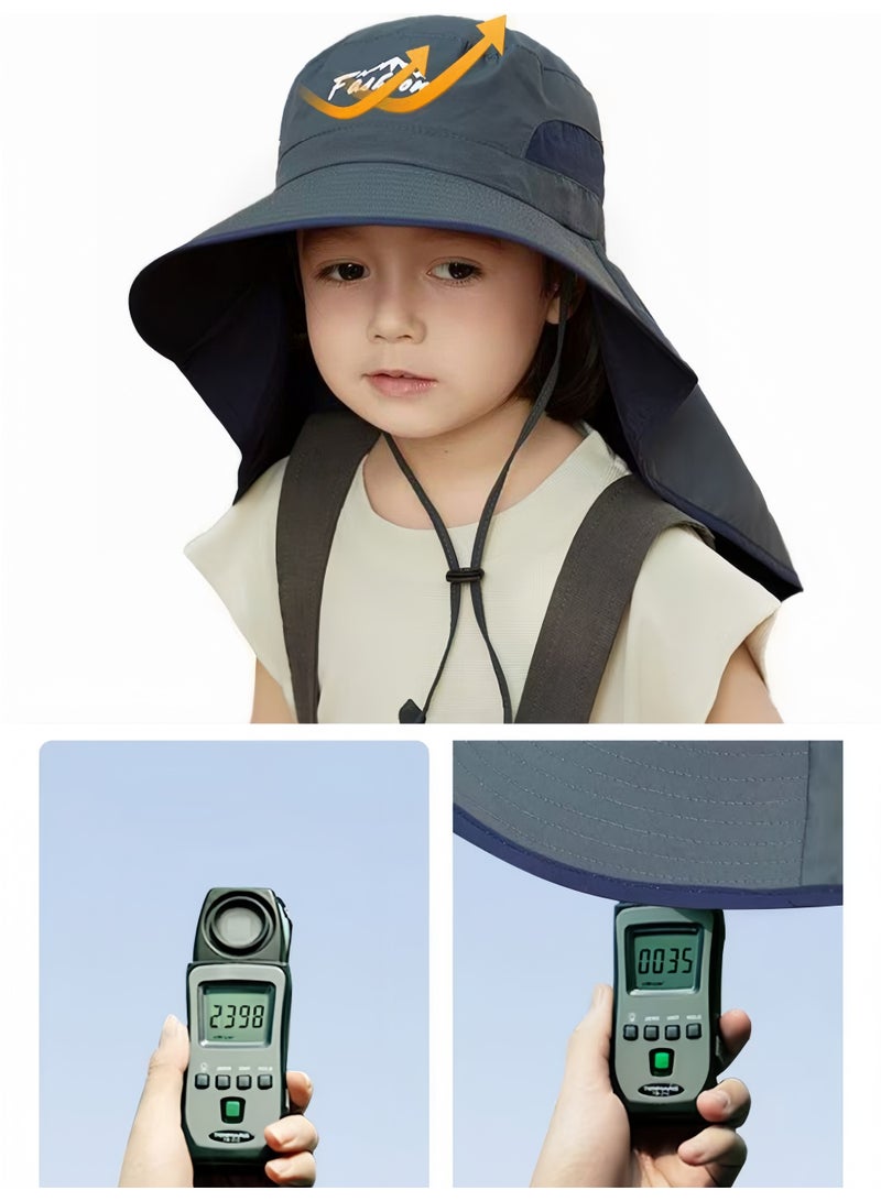 Harse Kids Outdoor Sun Protection Hat with Neck Flap UPF50+ UV Shield Breathable Lightweight Headwear for Hiking Fishing Camping（Khaki） - Image 3