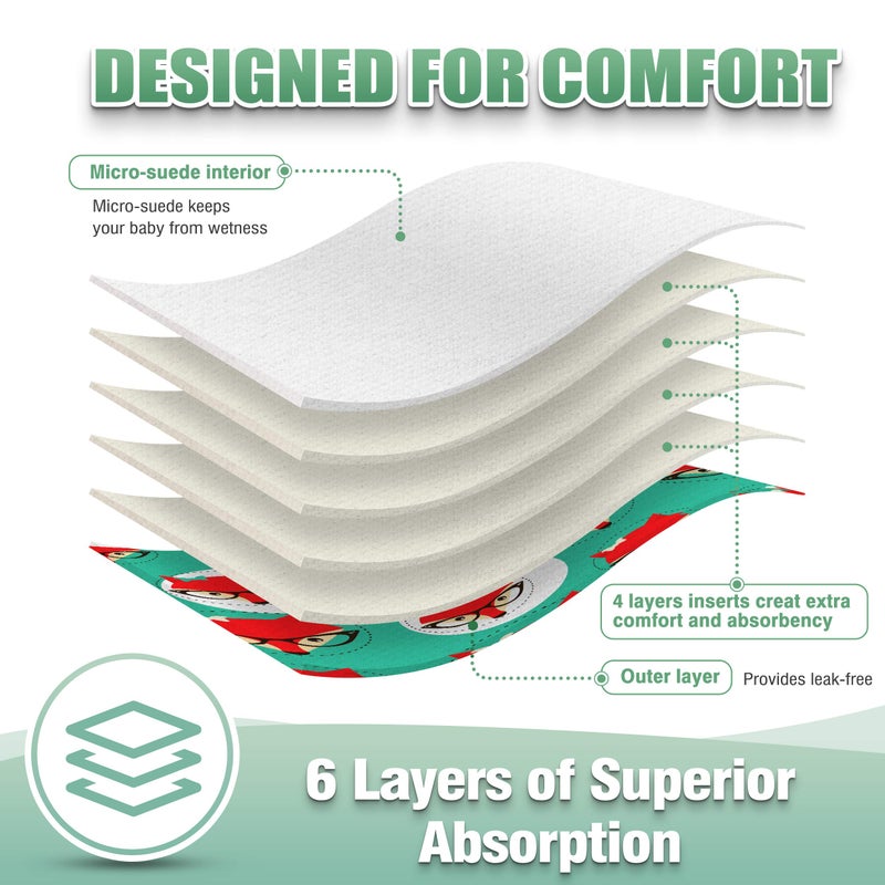 wegreeco Cloth Diapers 6 Pack with 6 Inserts, Washable Cloth Diapers for Babies, One Size Adjustable Reusable Diapers Baby (Girl Prints + 1 Wet Bag) - Image 4