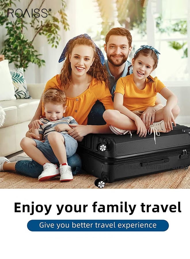 roaiss 4 Pcs Hardshell Luggage Set for Unisex, Durable Lightweight Silent Universal Wheels Trolley Suitcase for Travel and Business Trips, Minimalist Retro Passwords Suitcase Includes 14/20/24/28 Inch Black - Image 3