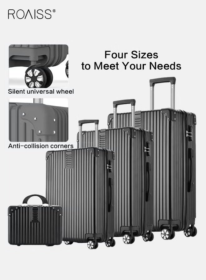 roaiss 4 Pcs Hardshell Luggage Set for Unisex, Durable Lightweight Silent Universal Wheels Trolley Suitcase for Travel and Business Trips, Minimalist Retro Passwords Suitcase Includes 14/20/24/28 Inch Black - Image 1