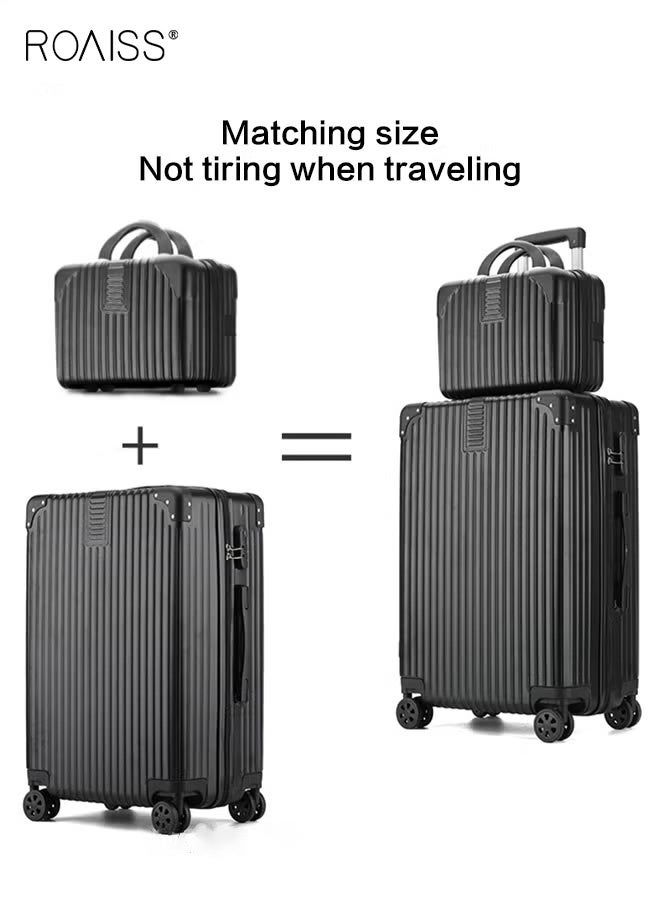 roaiss 4 Pcs Hardshell Luggage Set for Unisex, Durable Lightweight Silent Universal Wheels Trolley Suitcase for Travel and Business Trips, Minimalist Retro Passwords Suitcase Includes 14/20/24/28 Inch Black - Image 5