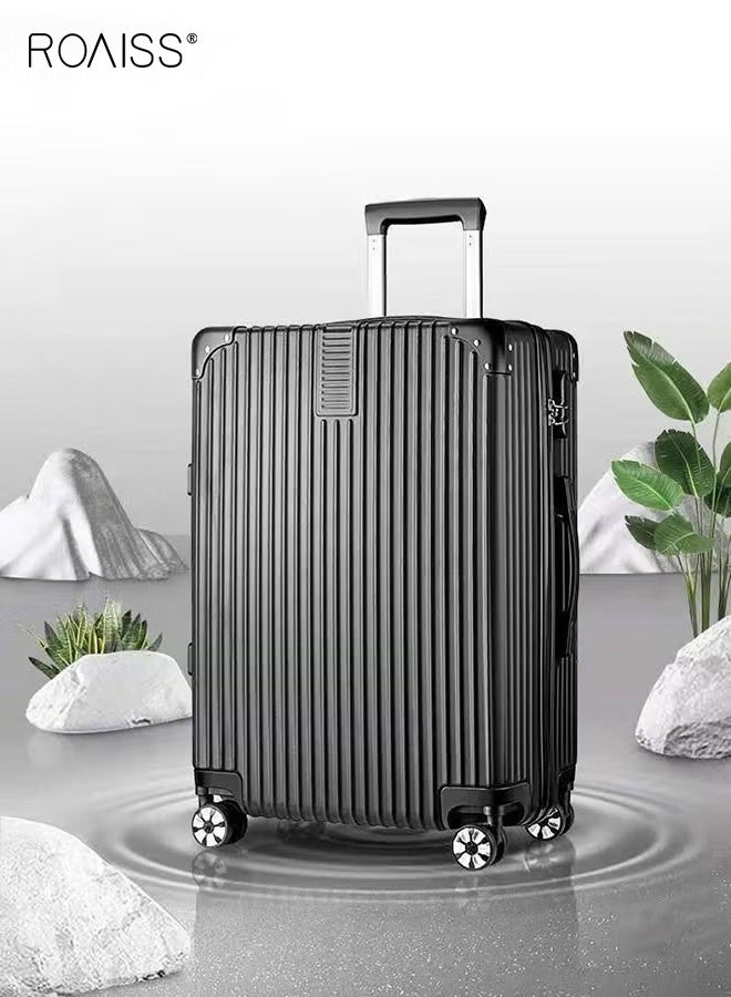 roaiss 4 Pcs Hardshell Luggage Set for Unisex, Durable Lightweight Silent Universal Wheels Trolley Suitcase for Travel and Business Trips, Minimalist Retro Passwords Suitcase Includes 14/20/24/28 Inch Black - Image 2