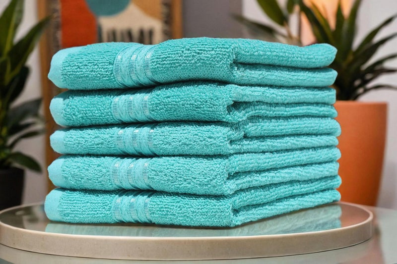 Solance Super Cotton Hand Towel 400 GSM, Ultra Soft and Super Absorbent (Set of 5) Sea Green - Image 1