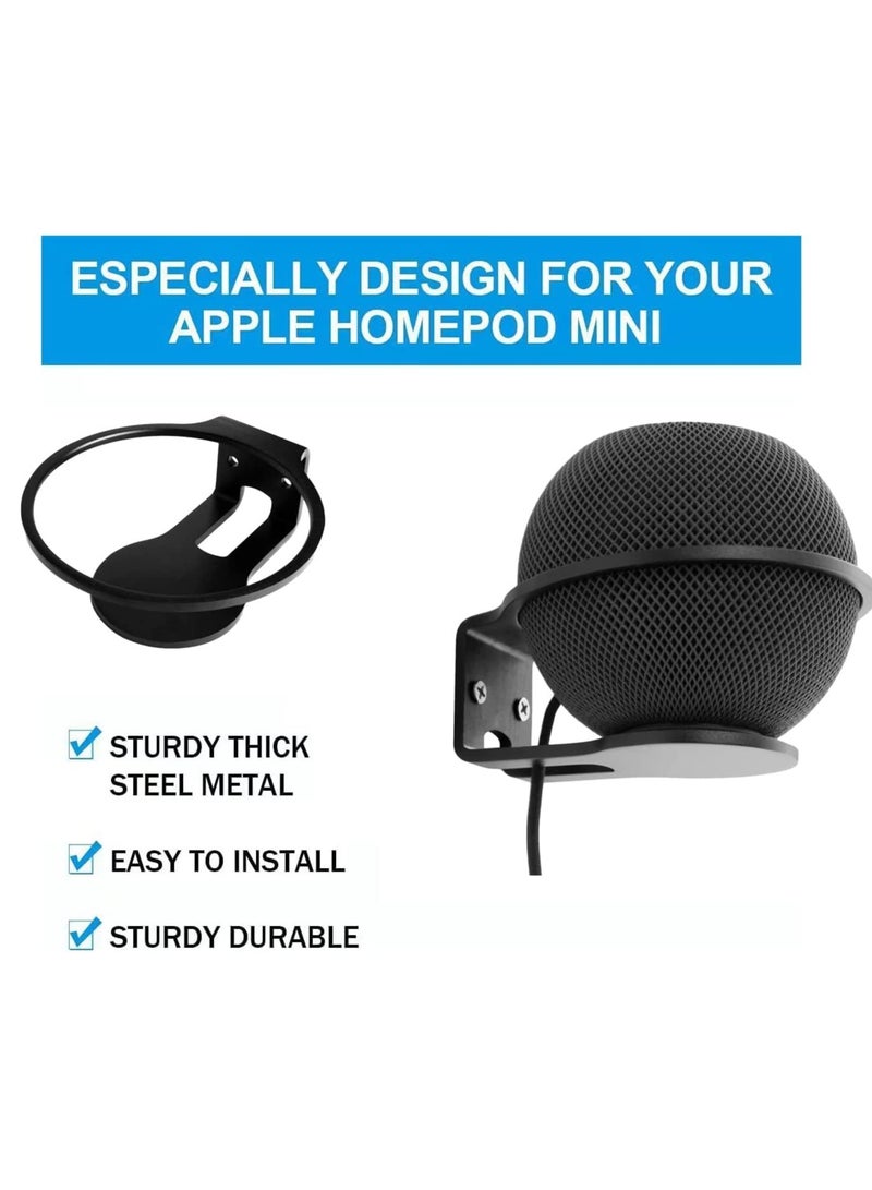 Wall-Mounted Holder for HomePod Mini, Durable Steel Mount Stand for Mini Speaker, Sturdy Wall Bracket (Black)  - Image 3
