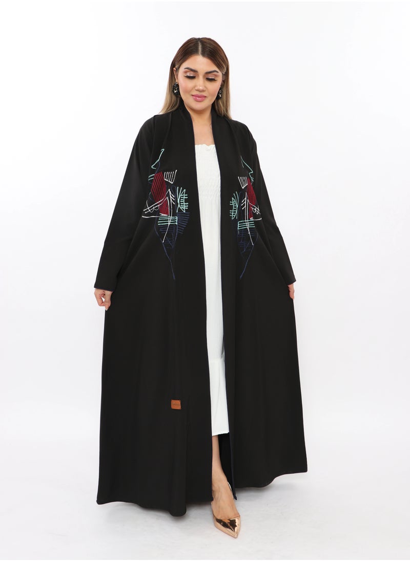 Black abaya with colorful threads on the chest - pzsku/ZA9C397F713F92D8648D8Z/45/_/1708957823/079aac52-c862-4260-8840-91a9d3e6162c