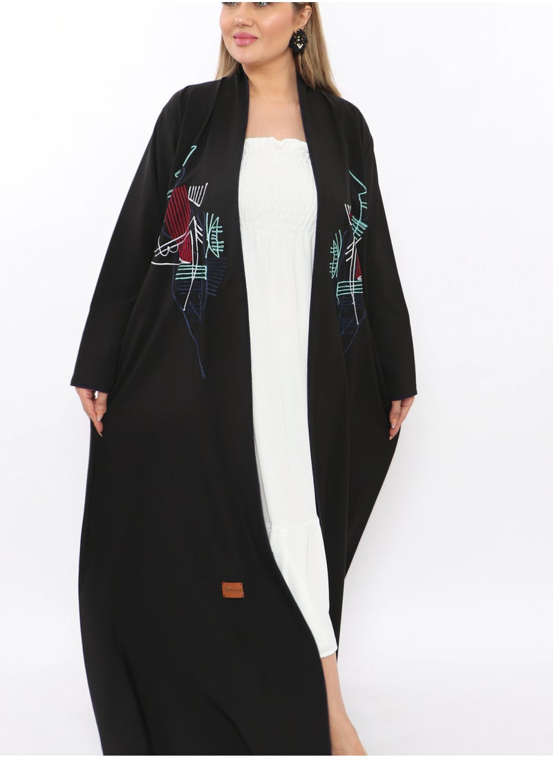 Black abaya with colorful threads on the chest - pzsku/ZA9C397F713F92D8648D8Z/45/_/1708957826/701a14bf-54de-47c4-b66f-7a6348fab9cd