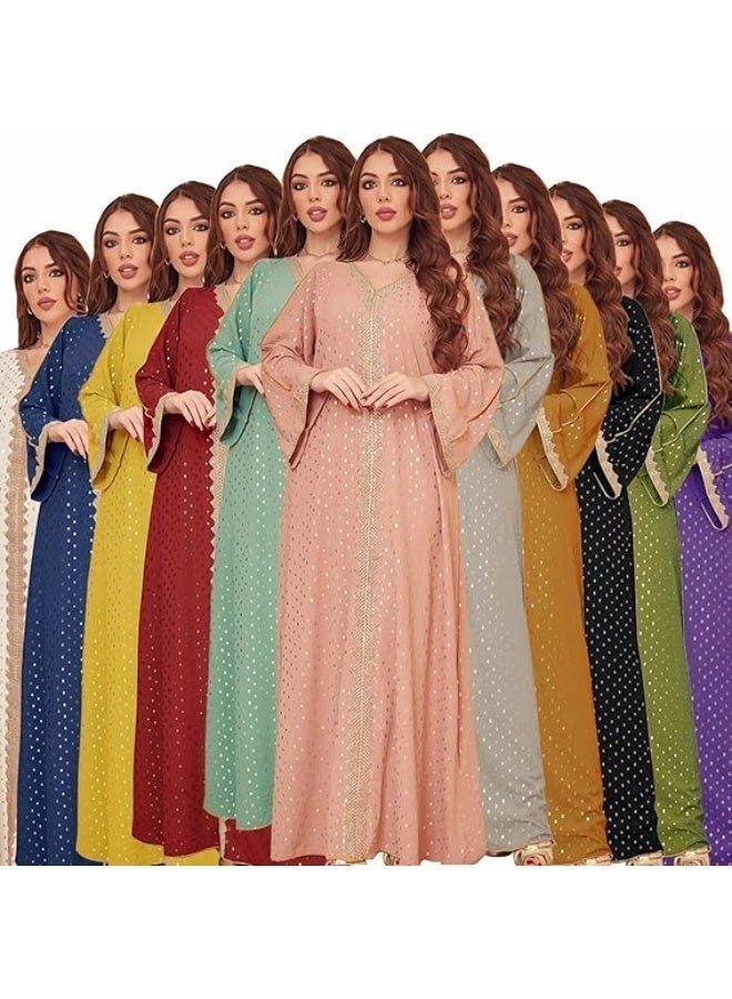 Aethvive فستان أنيق طويل الأكمام للنساء، عباءة إسلامية عربية عادية، كفتان رمضان مهرجان حفل زفاف سهرة ملابس مطبوعة عصرية - Image 5