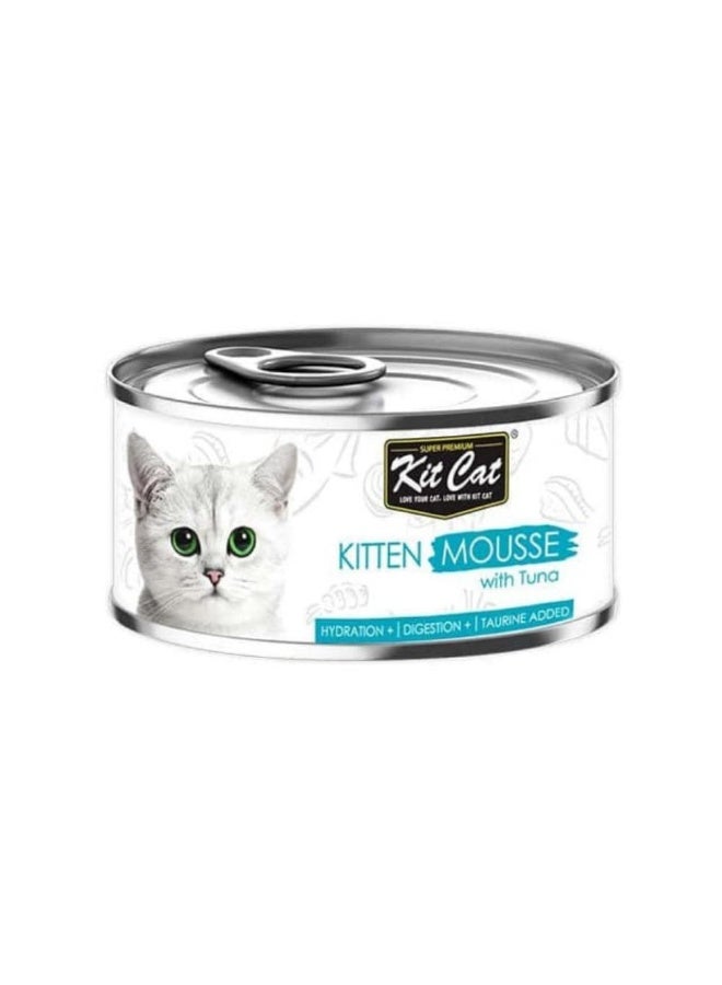 Kit Cat Kitten Mousse with Tuna Super Premium Grain-Free Wet Food for Growing Kittens Hydration Digestion and Taurine Support  80g Can