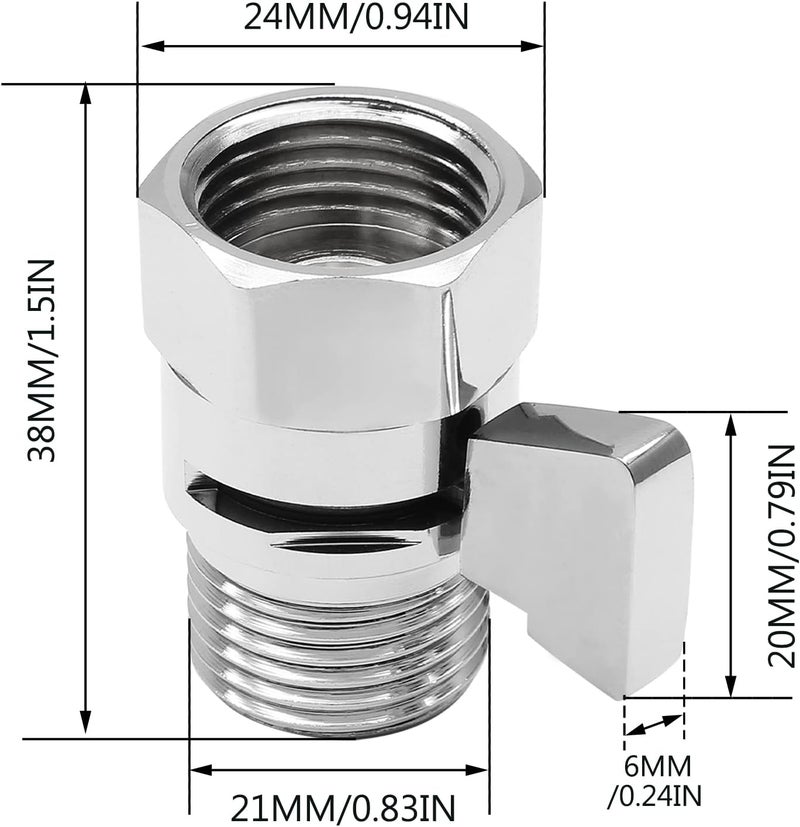BokWin Shower Head shutoff Valve，Water Flow Control Valve Brass Shut Off Valve G1/2 Water Pressure Regulator for Hand Held Shower Head & Bidet Sprayer - Image 2