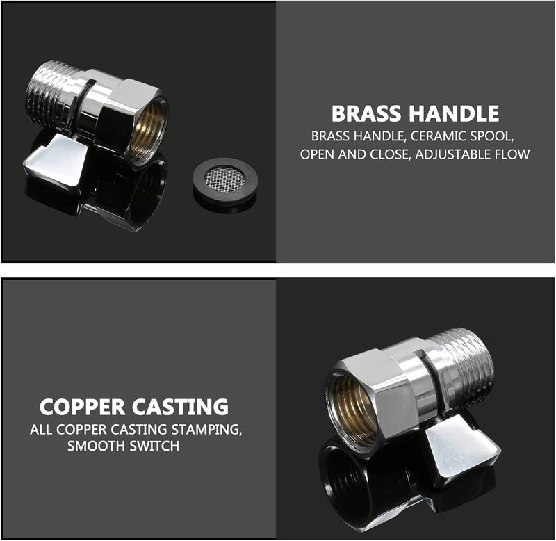 BokWin Shower Head shutoff Valve，Water Flow Control Valve Brass Shut Off Valve G1/2 Water Pressure Regulator for Hand Held Shower Head & Bidet Sprayer - Image 3