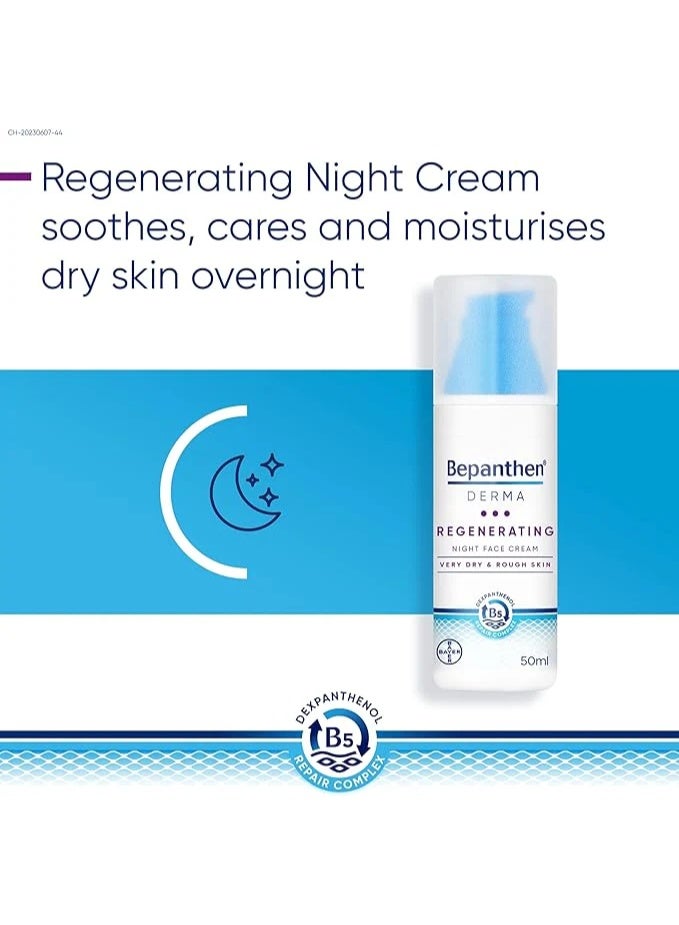 Bepanthen DERMA Regenerating Night Face Cream, 50ml Pump Bottle - Image 3