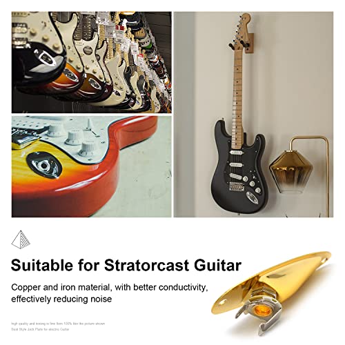 MAXCHEER Guitar Input Jack Socket Plate Output Loaded Boat Style 1/4 Inch with Screws for Fender Stratocaster Strat St Mono Electric Guitar for Electric Guitar Replacement Parts (Gold) - Image 4