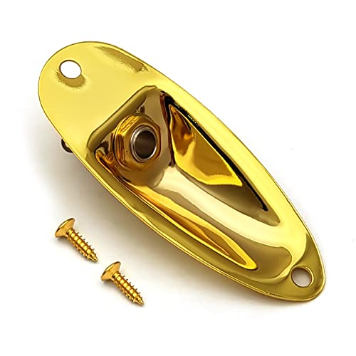 MAXCHEER Guitar Input Jack Socket Plate Output Loaded Boat Style 1/4 Inch with Screws for Fender Stratocaster Strat St Mono Electric Guitar for Electric Guitar Replacement Parts (Gold) - Image 1