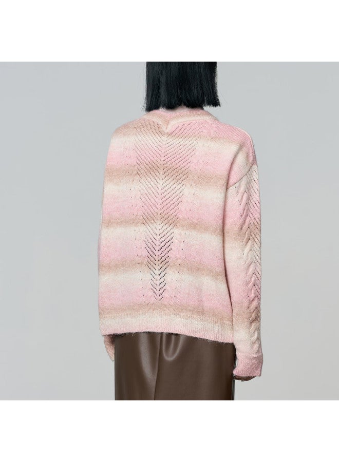 Yanyee Pink Long Sleeve Sweater Cardigan Women's  Autumn Winter Loose Versatile Soft Knit Jacket Pink XL - Image 2