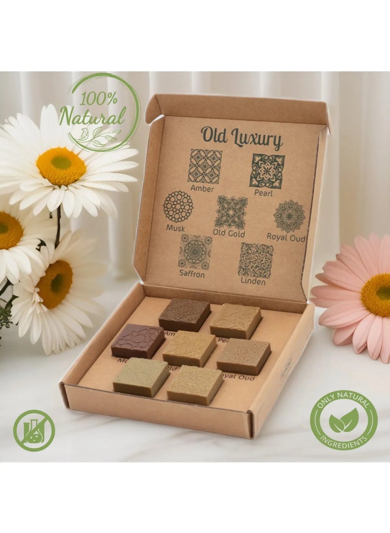 Hekaya Natural Organic Olive Oil Soap Bars Vegan Moisturizing Handmade Soap with Premium Essential Oils Pack of 7 Bars Royal Oud Amber Pearl Musk Old Gold Saffron Linden - Image 2
