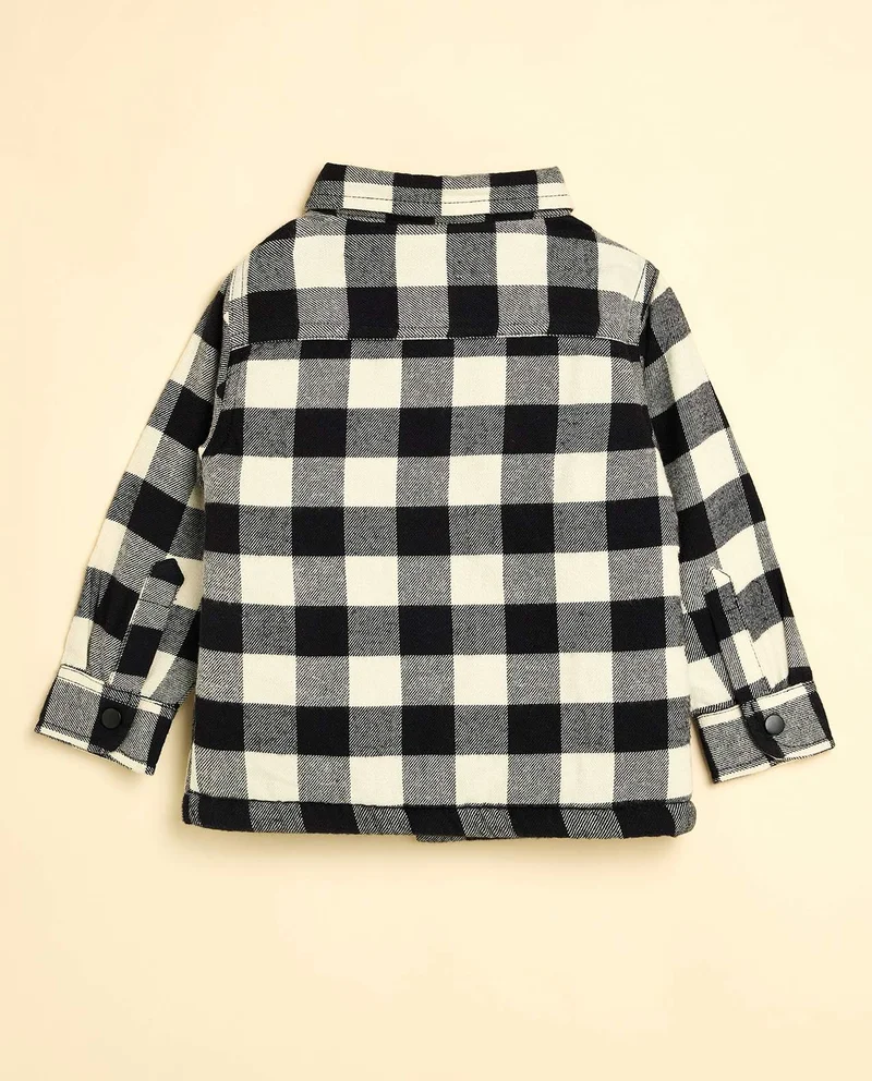 أر أند بي Check Shirt with Classic Collar and Long Sleeves