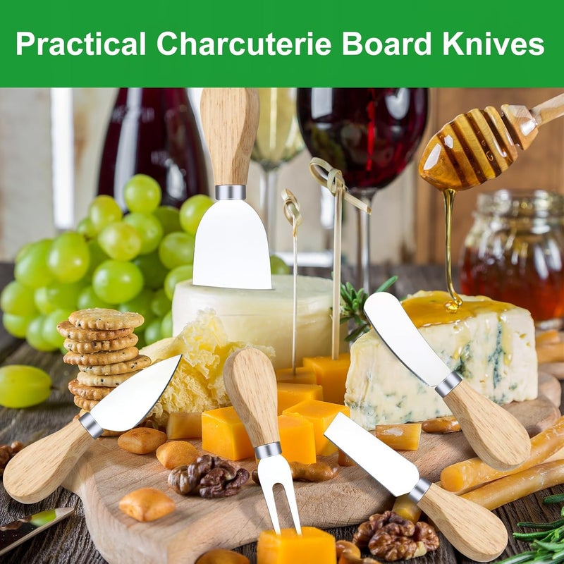 ProudMoore 10 Pcs Cheese Knives, Wooden Handle Cheese Knife Set for Charcuterie Board, Mini Steel Stainless Cheese Cutter, Spreader, Fork for Party Wedding Christmas, Charcuterie Accessories - Image 5