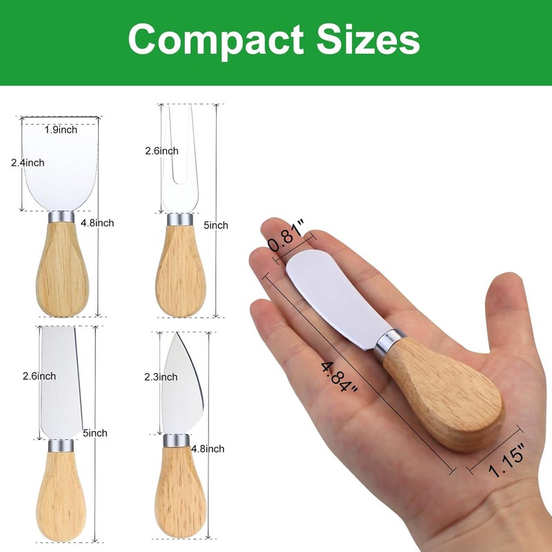 ProudMoore 10 Pcs Cheese Knives, Wooden Handle Cheese Knife Set for Charcuterie Board, Mini Steel Stainless Cheese Cutter, Spreader, Fork for Party Wedding Christmas, Charcuterie Accessories - Image 4