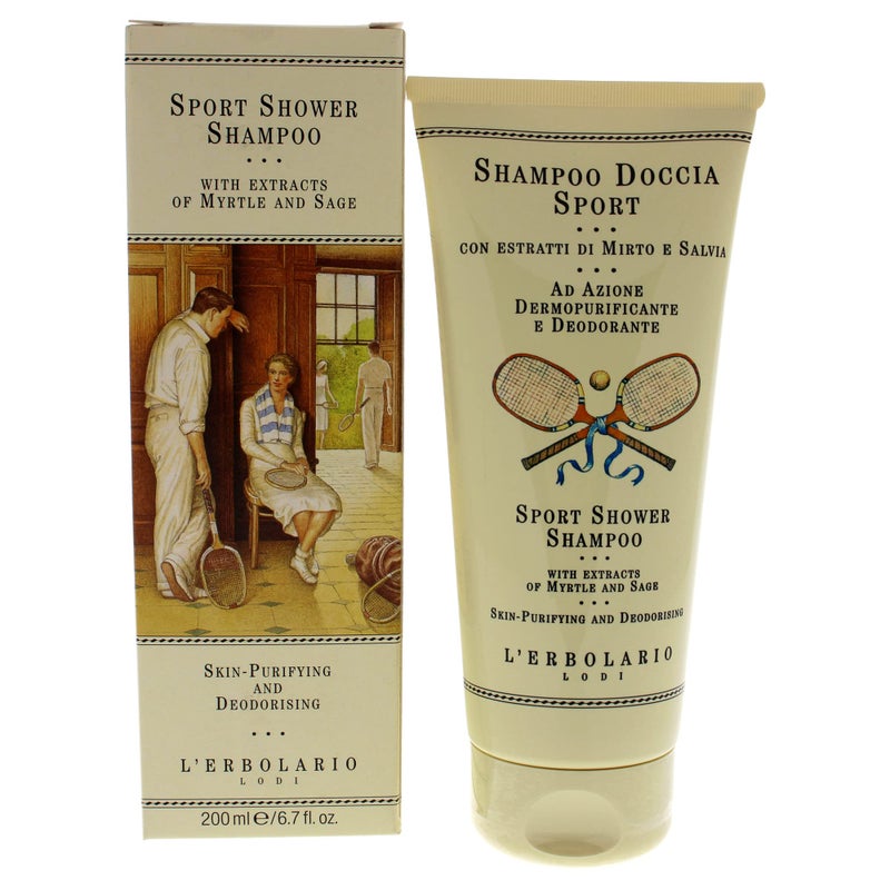 L'Erbolario L'Erbolario Sport Shower Shampoo - Gentle Cleanser For Hair And Body The Can Be USed Multiple Times Per Day - Made For Those Who Go To The Gym, Pool Or Sauna - Leaves Skin Soft And Hair Thick - 6.7 Oz