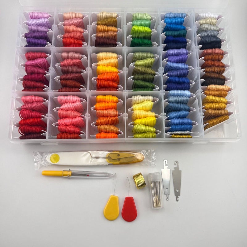 DMC Embroidery Floss Organizer, 50-100 Color Set, Eco Cotton 8m, 12 Card Pack 108 color box accessories gold and silver wire * box packaging 