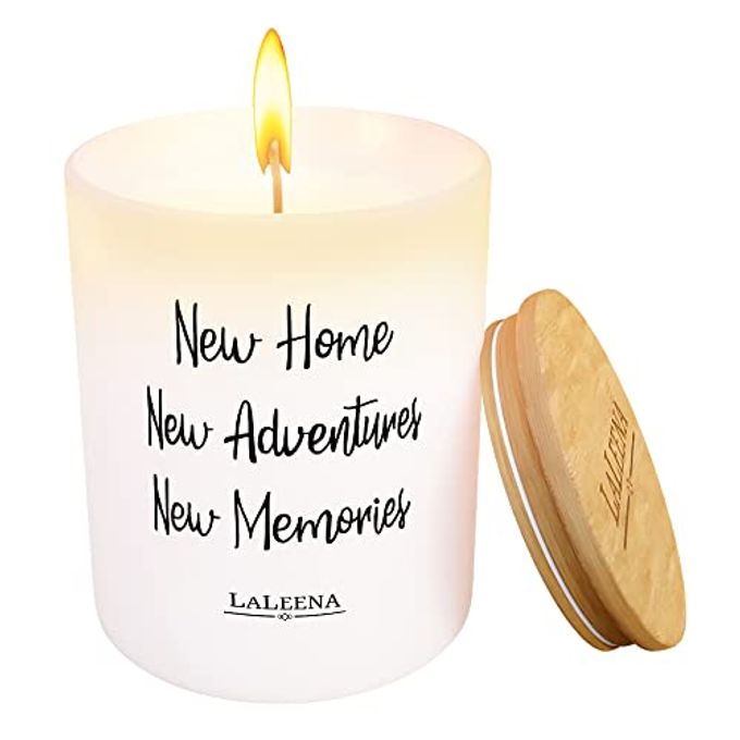 LALEENA House Warming Gifts for New Home Housewarming Gifts for New House Scented House Warming Candle  Glass Jar Candle Gift with 100% Organic Soy Wax & Fragrance Oil  by LaLeena, 14 Oz., Jasmine - Image 1