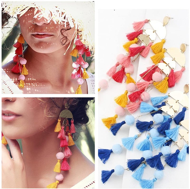 MSCFTFB 100 Pieces Mini Tassels Mala Tassel Kit with Jump Rings for Earring Necklace Jewelry Making Garland Keychain Charms Crafts Decorations (Multi) - Image 5