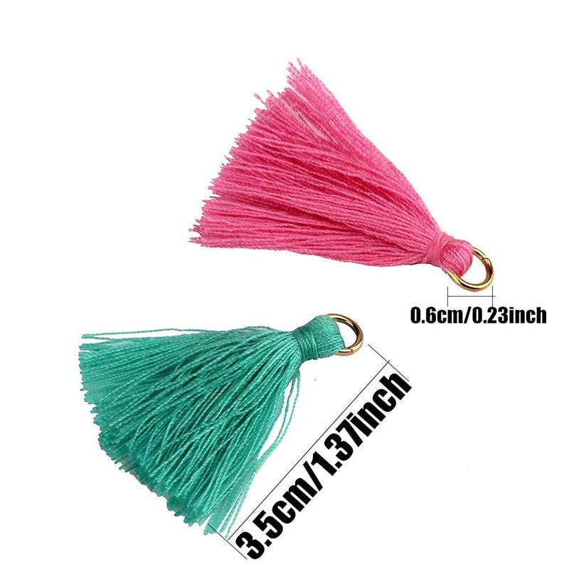 MSCFTFB 100 Pieces Mini Tassels Mala Tassel Kit with Jump Rings for Earring Necklace Jewelry Making Garland Keychain Charms Crafts Decorations (Multi) - Image 4