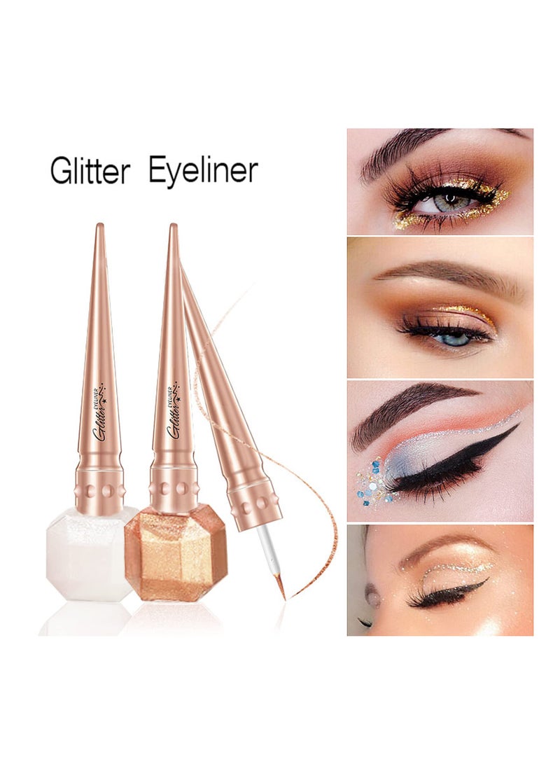 SYOSI 5 Pack Liquid Glitter Eyeliner Set, Metallic Shimmer Glitter Eyeshadow, Pigmented, Long Lasting, Quick Drying, Loose Glitter for Crystals EyeMakeup, Waterproof Shimmer Liquid Eyeliner Liner  - Image 4
